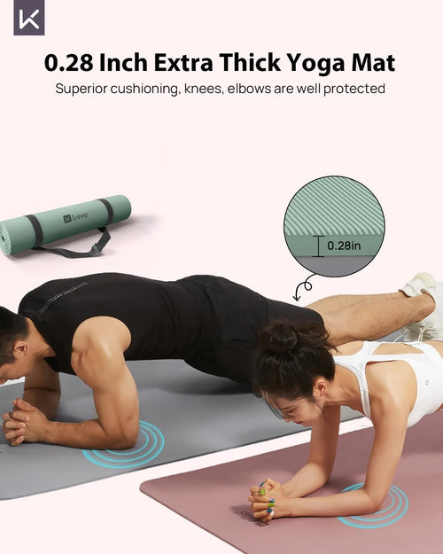 Yoga Mat - Premium 7Mm Thick Exercise Mat, Anti-Tear 32'' Extra Wide Fitness Mat